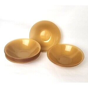 Arcopal "ARC" France Rare Color Champagne Gold Set of 8 Bowls Vintage
